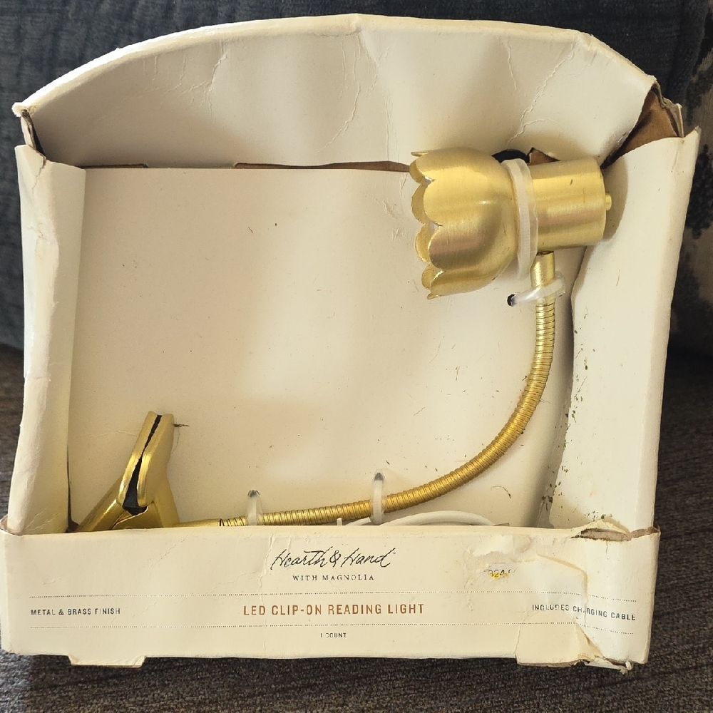 Hearth & Hand LED Clip-On Reading Light - Brass